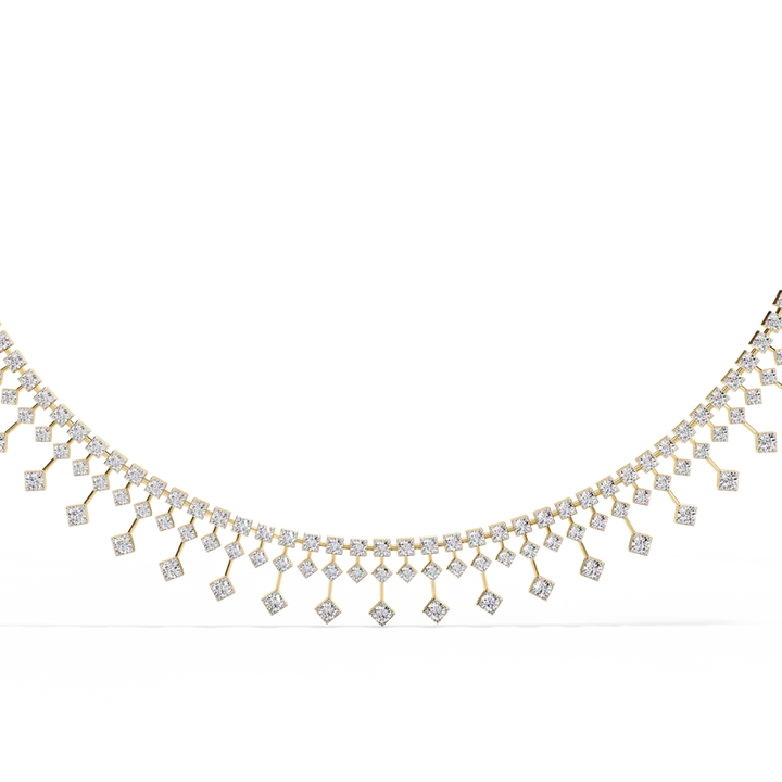 Celestial Cascade Round Diamond Fringe Necklace