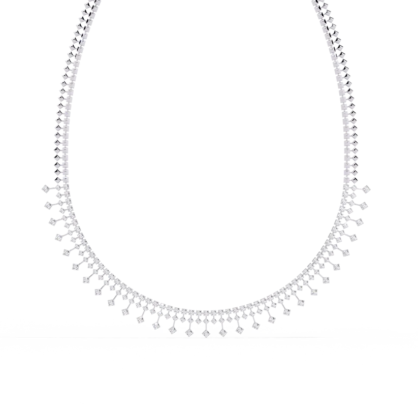Celestial Cascade Round Diamond Fringe Necklace
