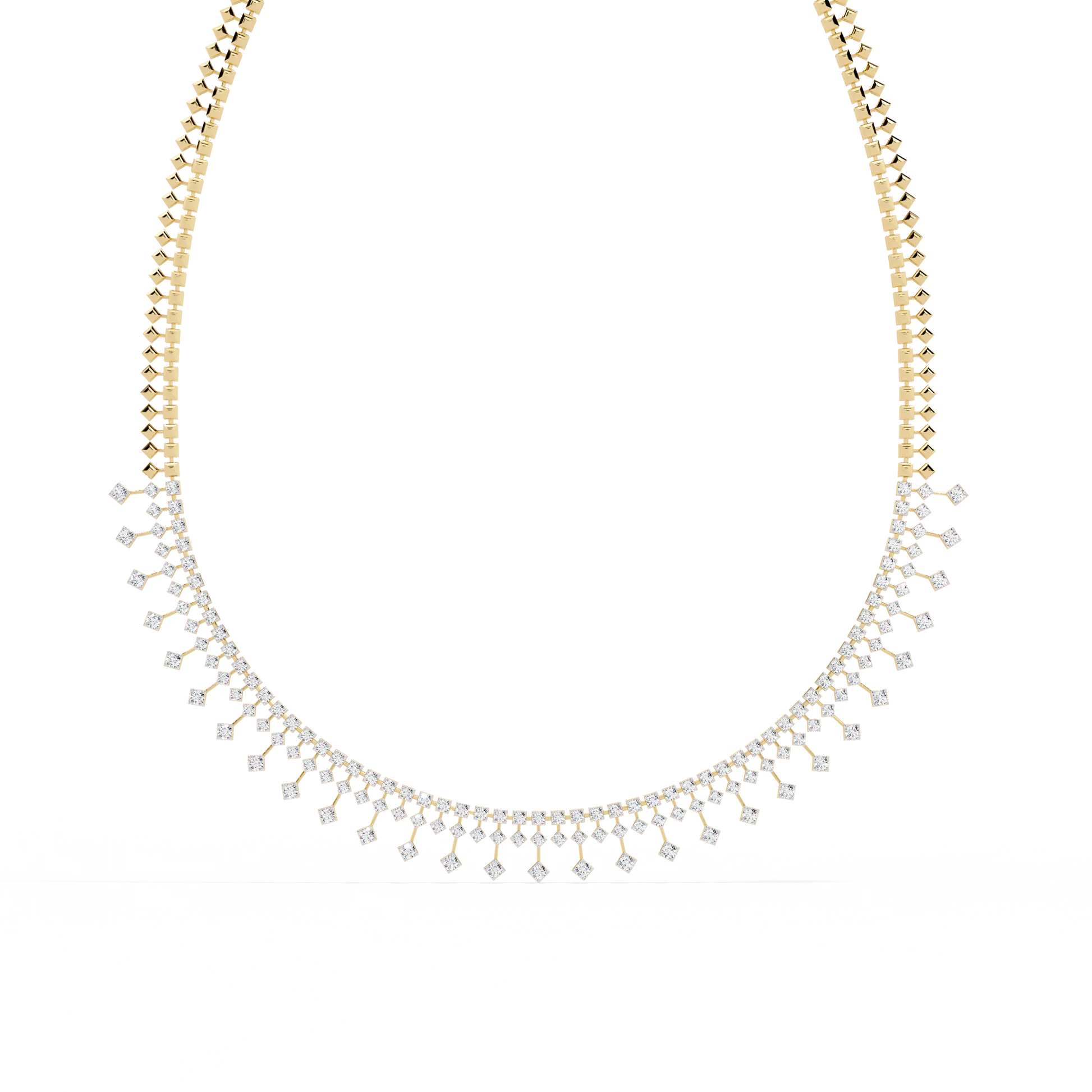 Celestial Cascade Round Diamond Fringe Necklace