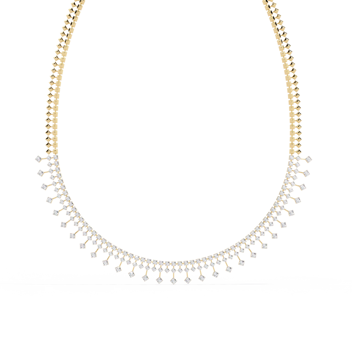 Celestial Cascade Round Diamond Fringe Necklace