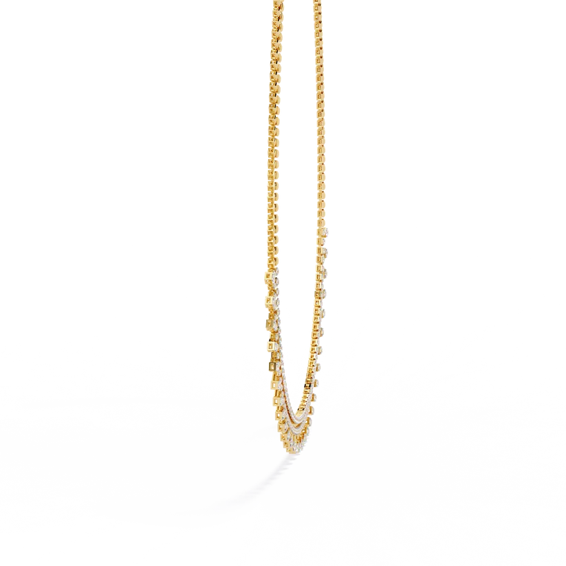 Celestial Cascade Round Diamond Fringe Necklace