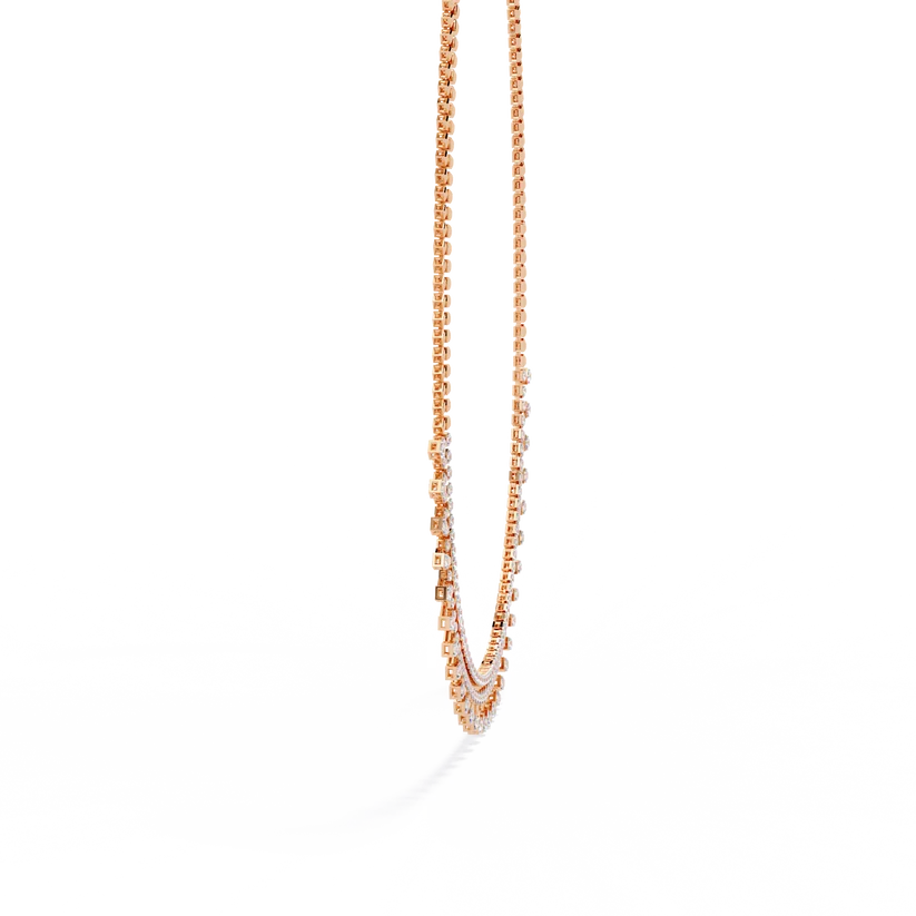 Celestial Cascade Round Diamond Fringe Necklace