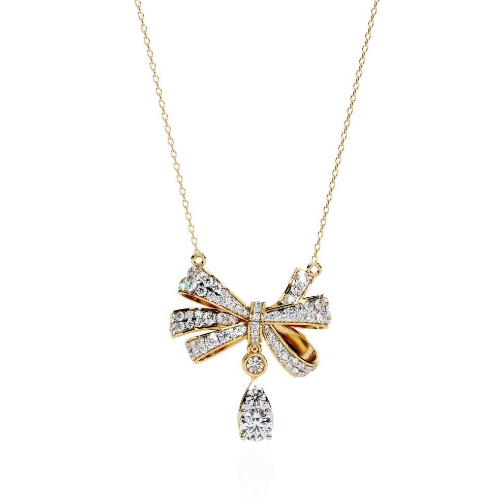 Celestial Bow & Round Diamond Pendant Necklace