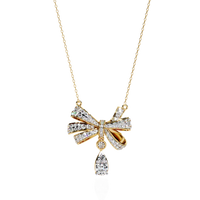 Celestial Bow & Round Diamond Pendant Necklace