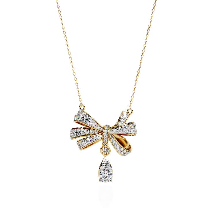 Celestial Bow & Round Diamond Pendant Necklace