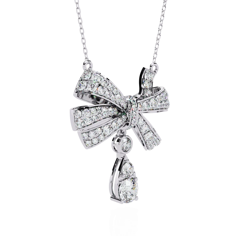 Celestial Bow & Round Diamond Pendant Necklace