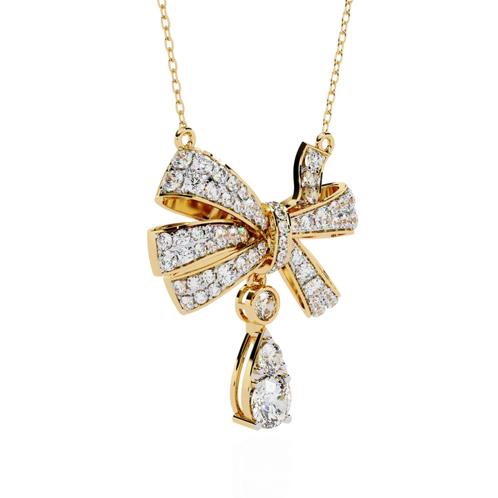 Celestial Bow & Round Diamond Pendant Necklace