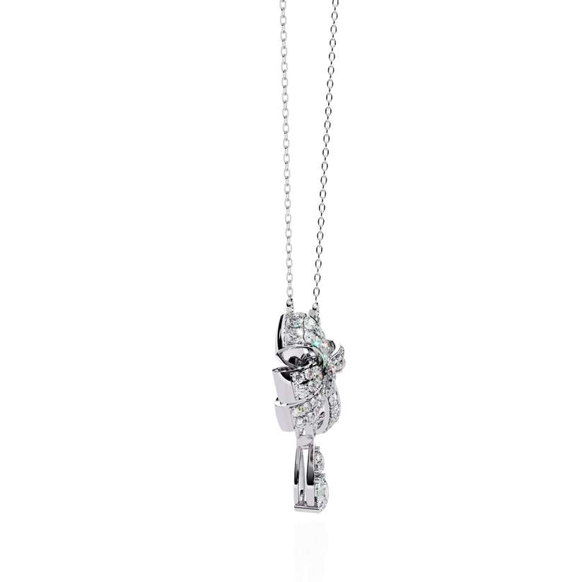 Celestial Bow & Round Diamond Pendant Necklace