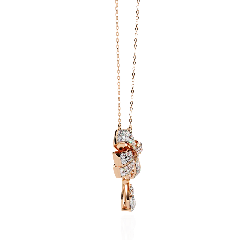 Celestial Bow & Round Diamond Pendant Necklace