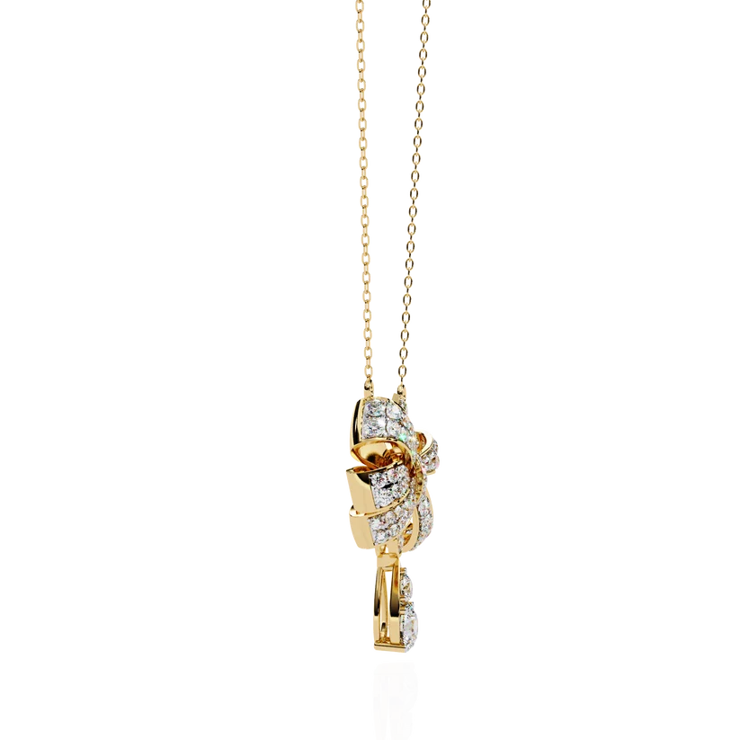 Celestial Bow & Round Diamond Pendant Necklace