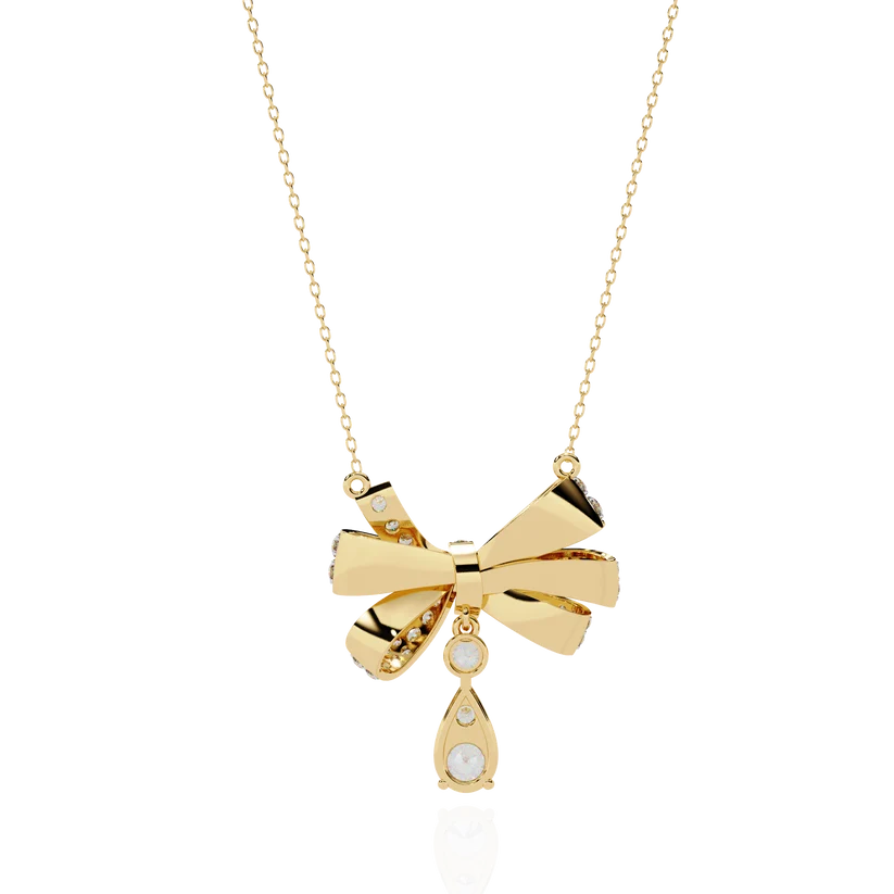 Celestial Bow & Round Diamond Pendant Necklace