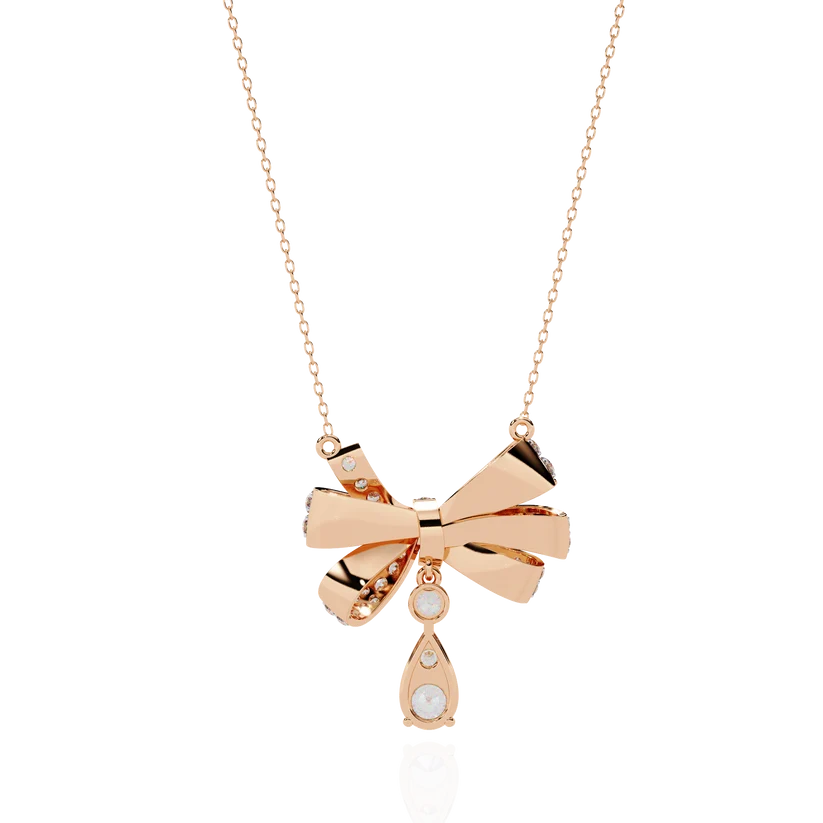 Celestial Bow & Round Diamond Pendant Necklace