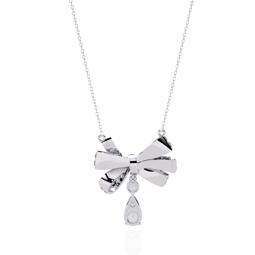 Celestial Bow & Round Diamond Pendant Necklace
