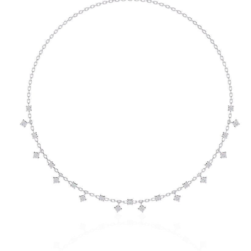 Dainty Diamond Station Chain Necklace in Gold