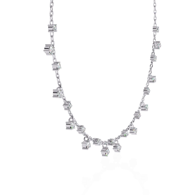 Dainty Diamond Station Chain Necklace in Gold