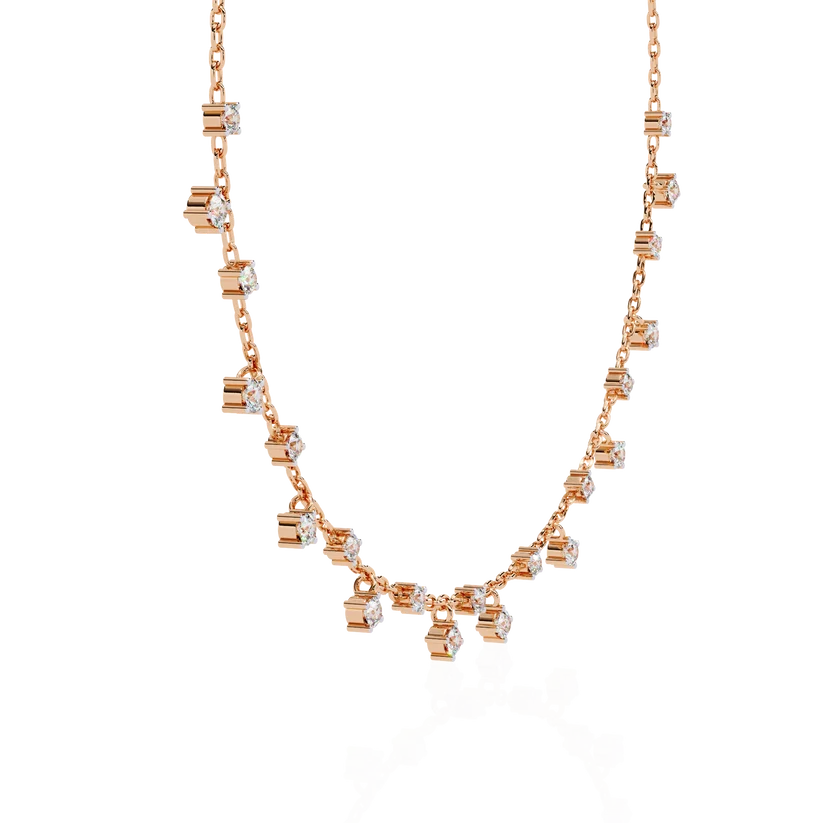 Dainty Diamond Station Chain Necklace in Gold