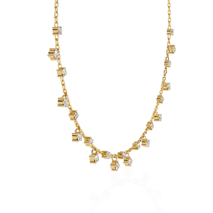 Dainty Diamond Station Chain Necklace in Gold