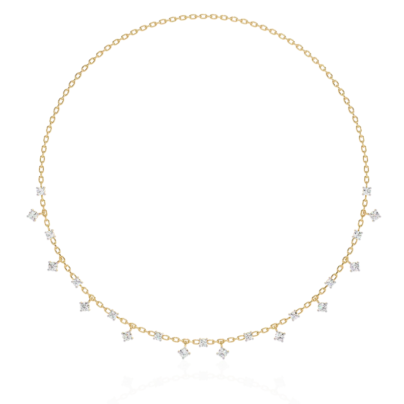 Dainty Diamond Station Chain Necklace in Gold