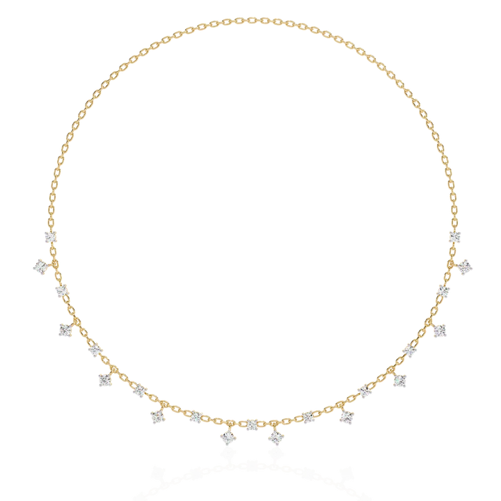 Dainty Diamond Station Chain Necklace in Gold