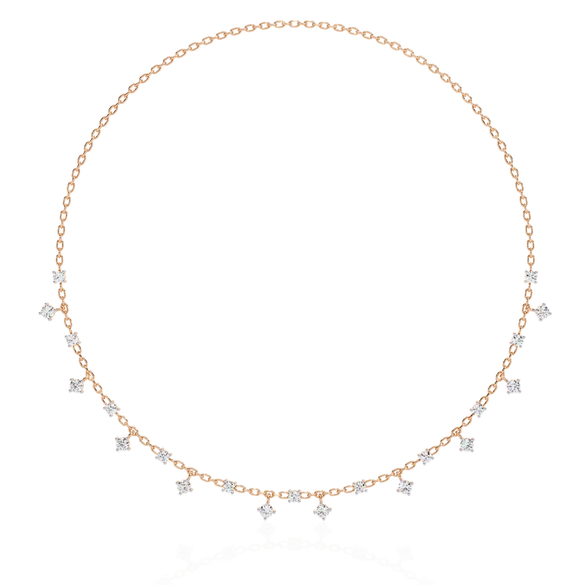 Dainty Diamond Station Chain Necklace in Gold