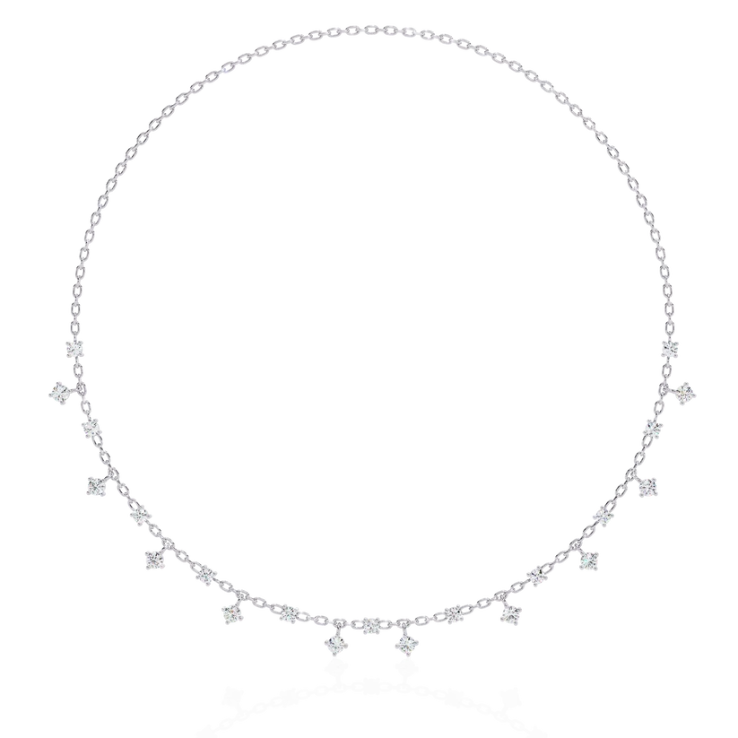 Dainty Diamond Station Chain Necklace in Gold