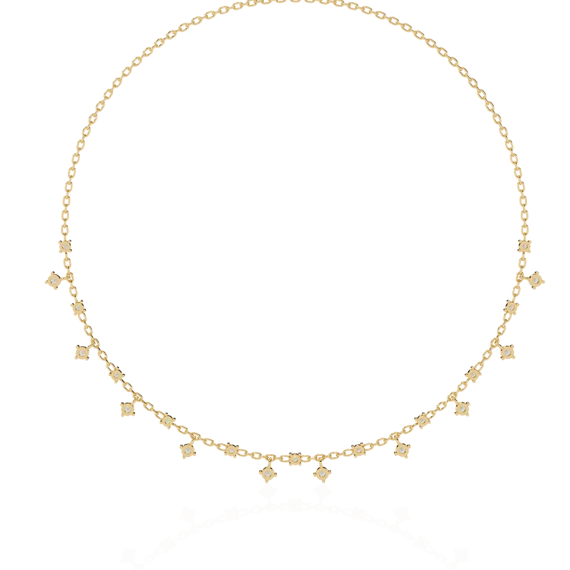 Dainty Diamond Station Chain Necklace in Gold