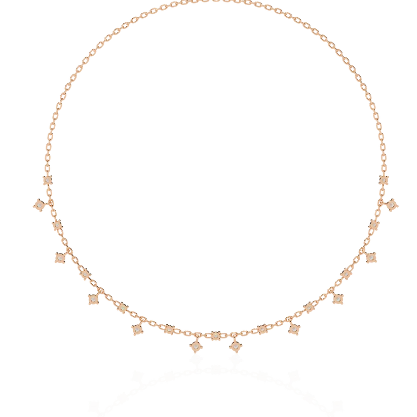 Dainty Diamond Station Chain Necklace in Gold