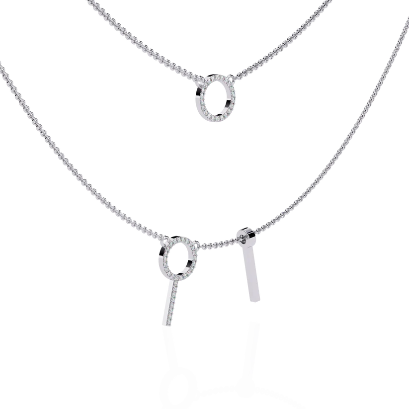 Celestial Double Circle Diamond Layered Necklace