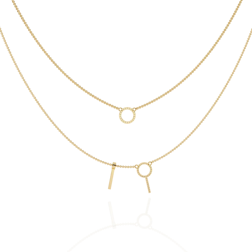 Celestial Double Circle Diamond Layered Necklace