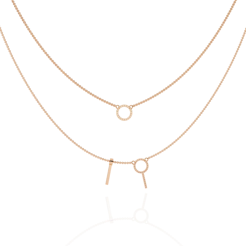 Celestial Double Circle Diamond Layered Necklace