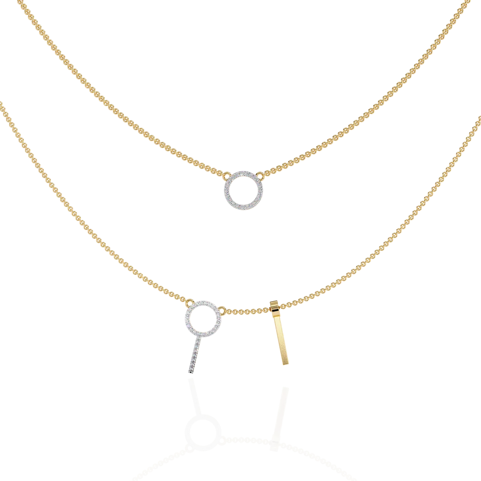 Celestial Double Circle Diamond Layered Necklace
