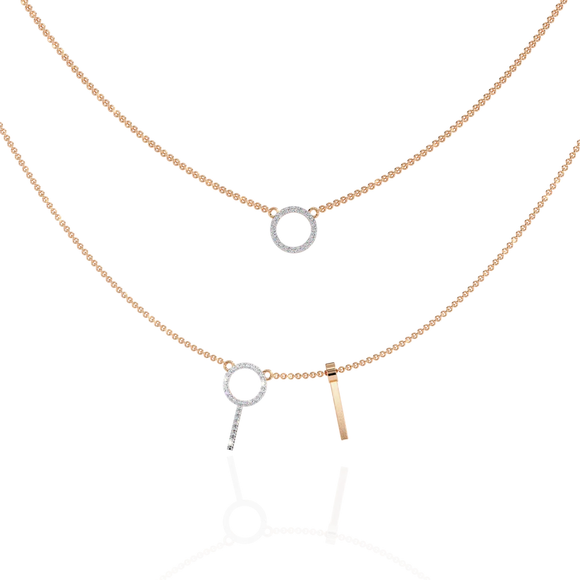Celestial Double Circle Diamond Layered Necklace