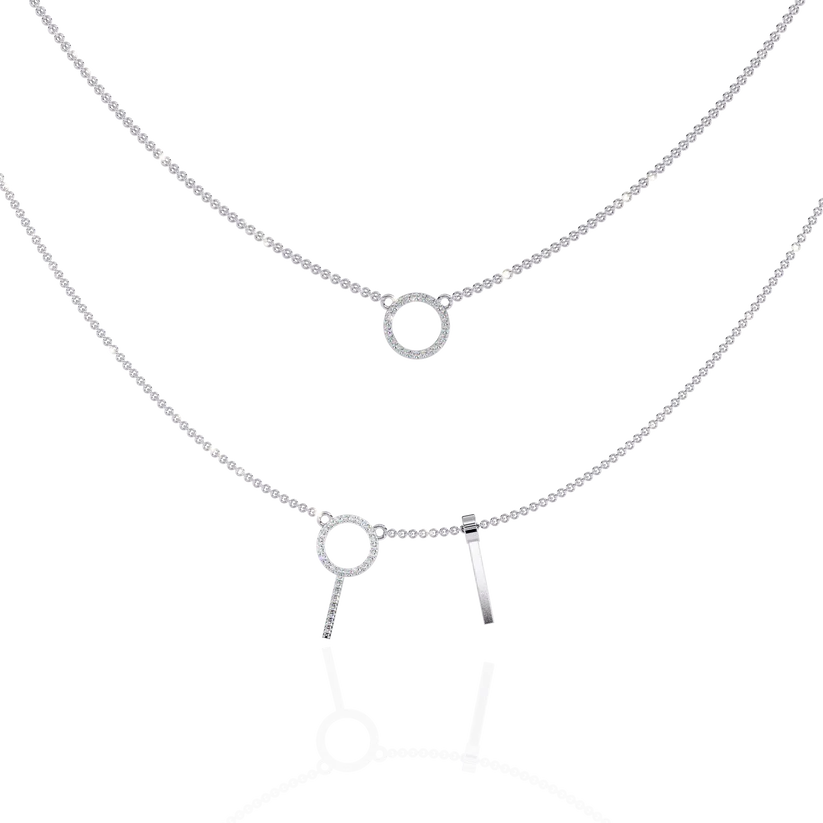 Celestial Double Circle Diamond Layered Necklace