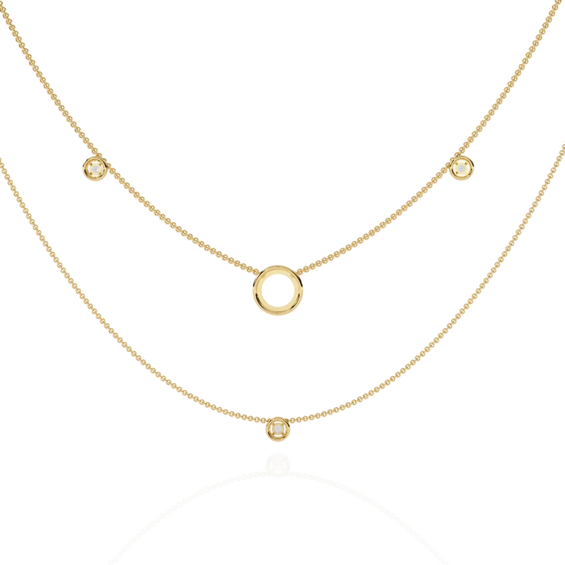 Celestial Double-Layer Diamond Circle Necklace