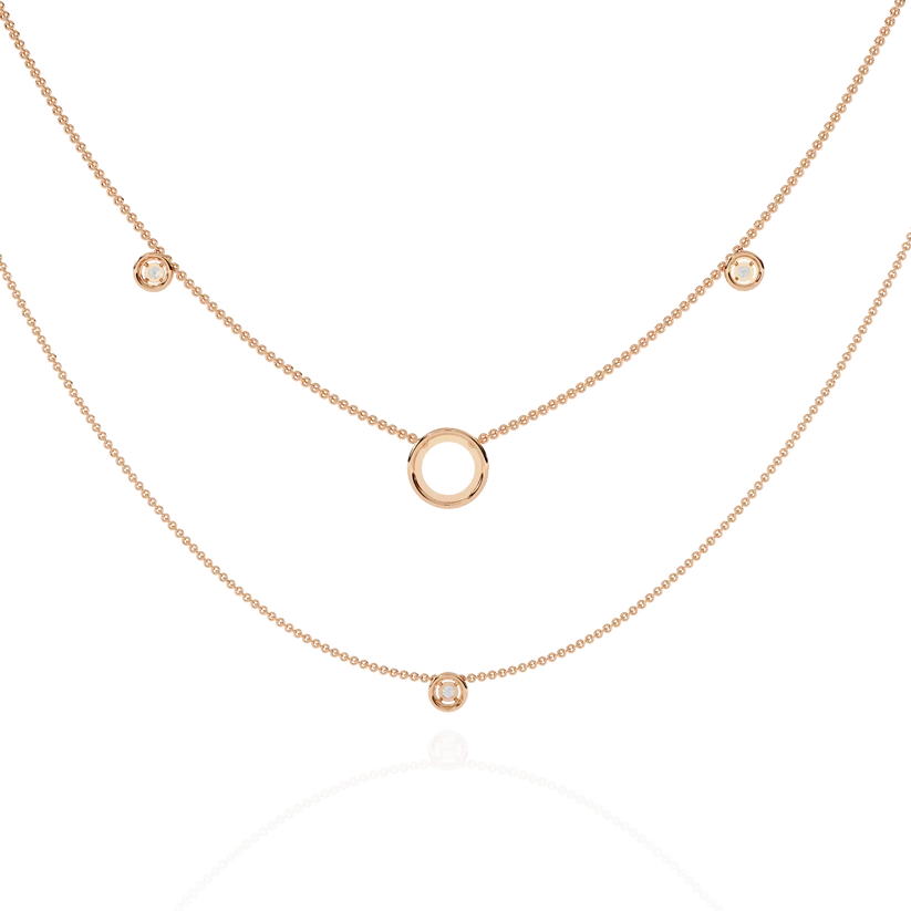 Celestial Double-Layer Diamond Circle Necklace