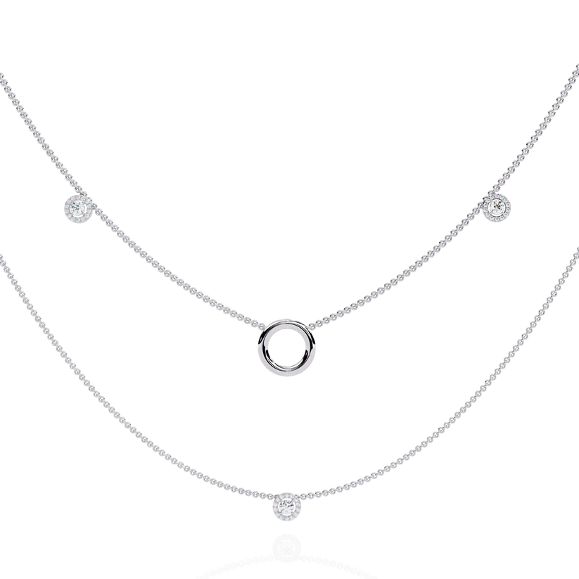 Celestial Double-Layer Diamond Circle Necklace