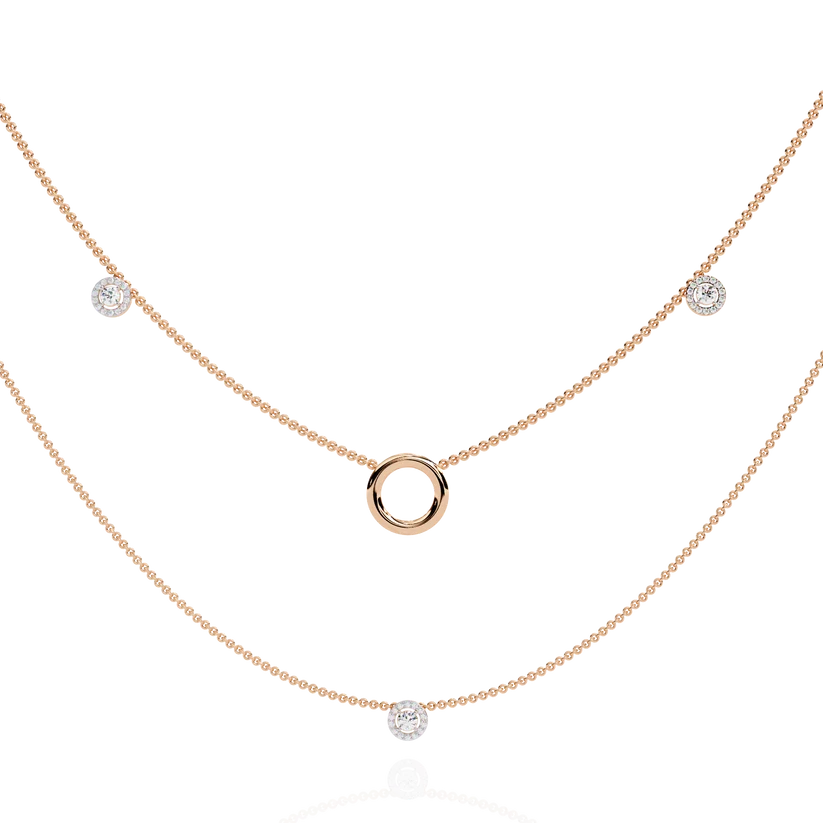 Celestial Double-Layer Diamond Circle Necklace
