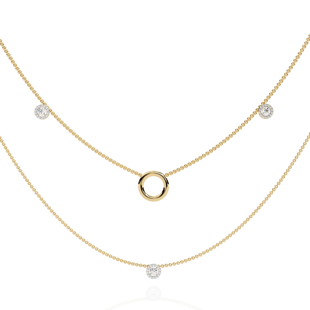 Celestial Double-Layer Diamond Circle Necklace