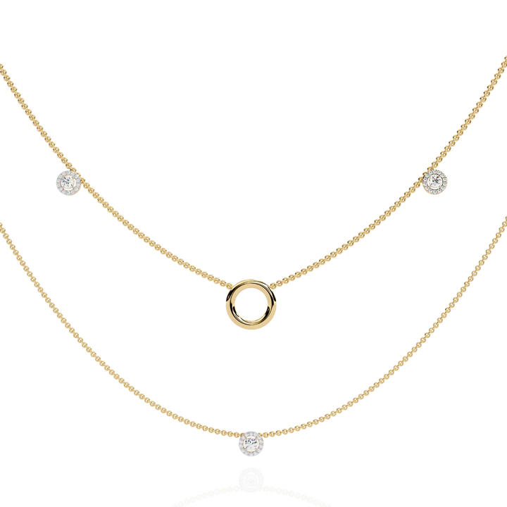 Celestial Double-Layer Diamond Circle Necklace