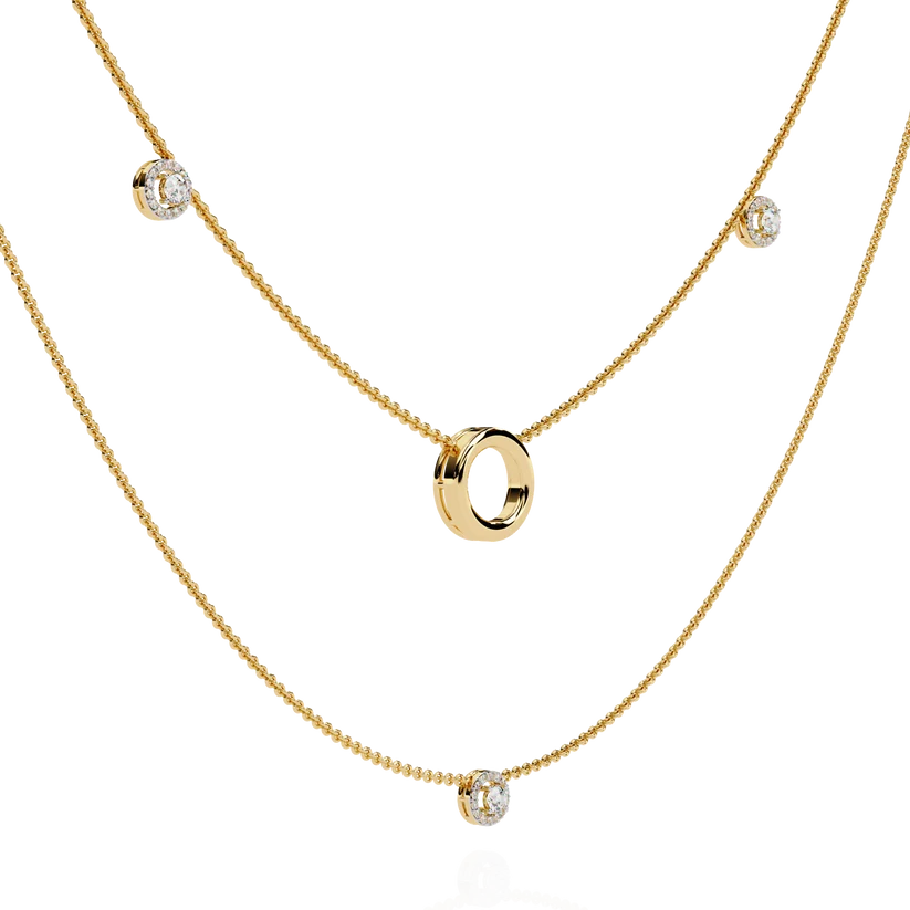 Celestial Double-Layer Diamond Circle Necklace