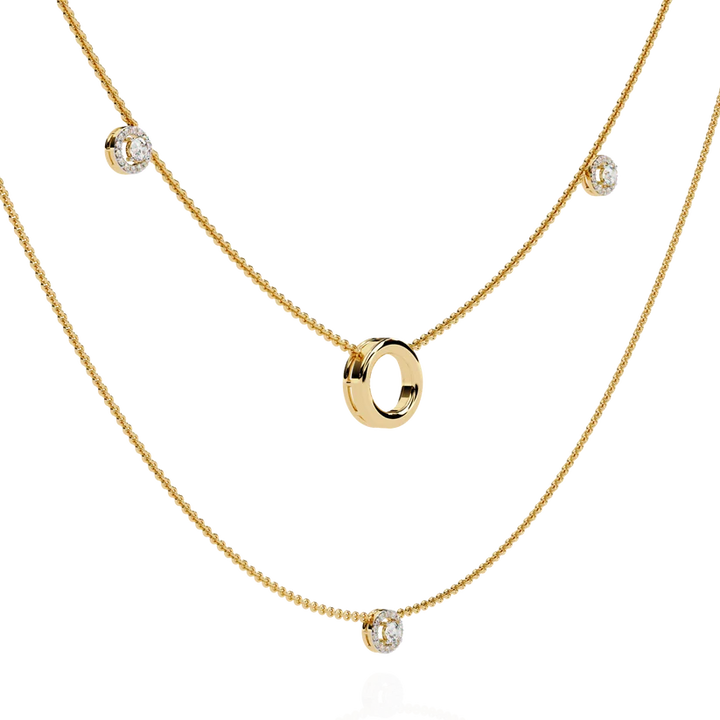 Celestial Double-Layer Diamond Circle Necklace