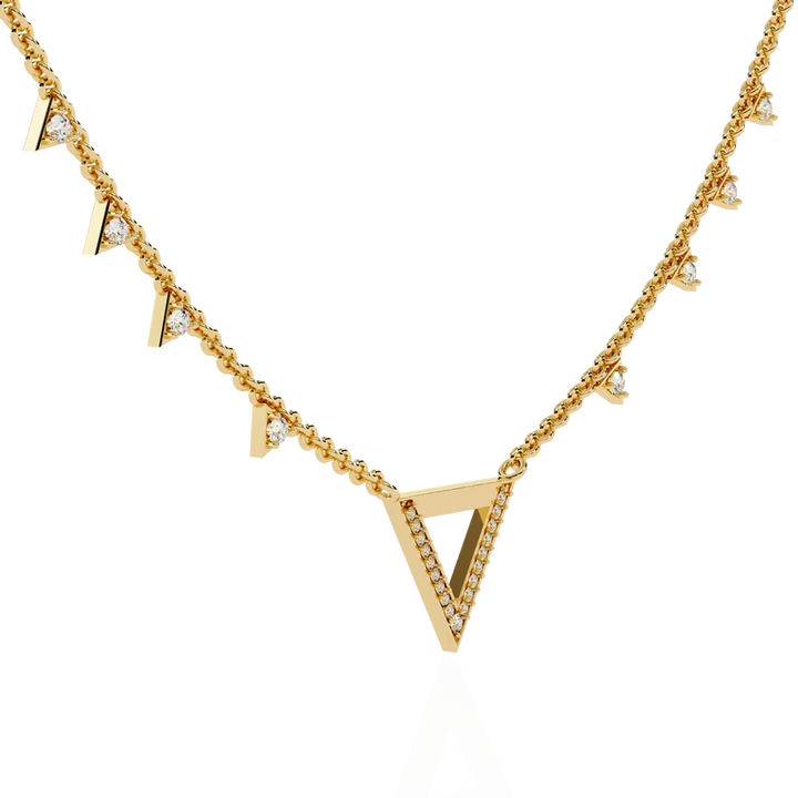 Celestial V-Point Diamond Triangle Necklace