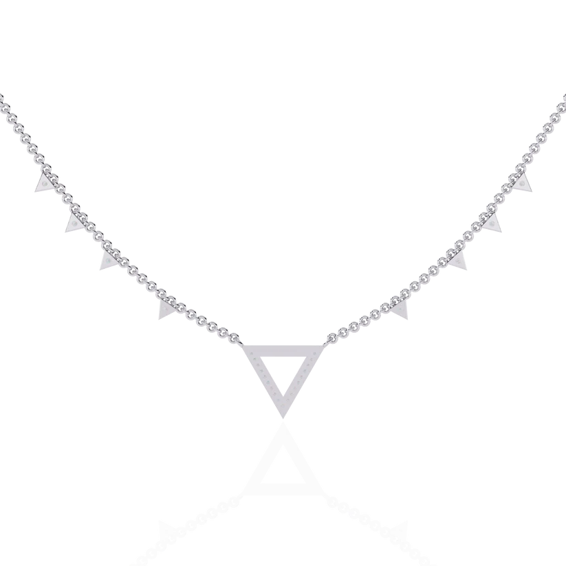 Celestial V-Point Diamond Triangle Necklace
