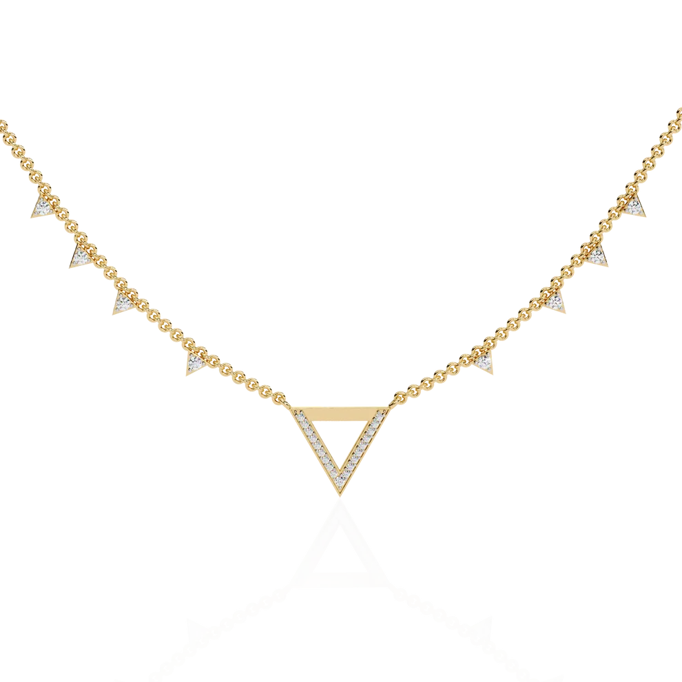 Celestial V-Point Diamond Triangle Necklace