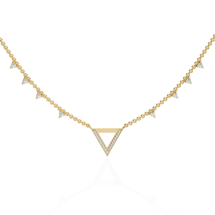 Celestial V-Point Diamond Triangle Necklace
