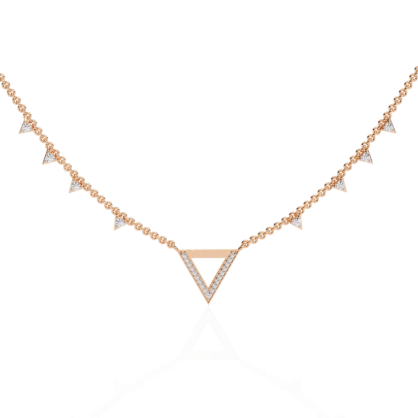 Celestial V-Point Diamond Triangle Necklace