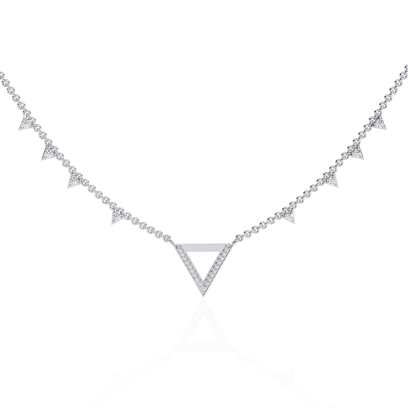 Celestial V-Point Diamond Triangle Necklace