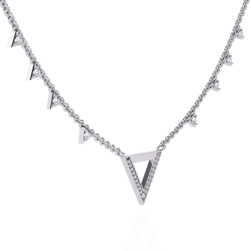 Celestial V-Point Diamond Triangle Necklace