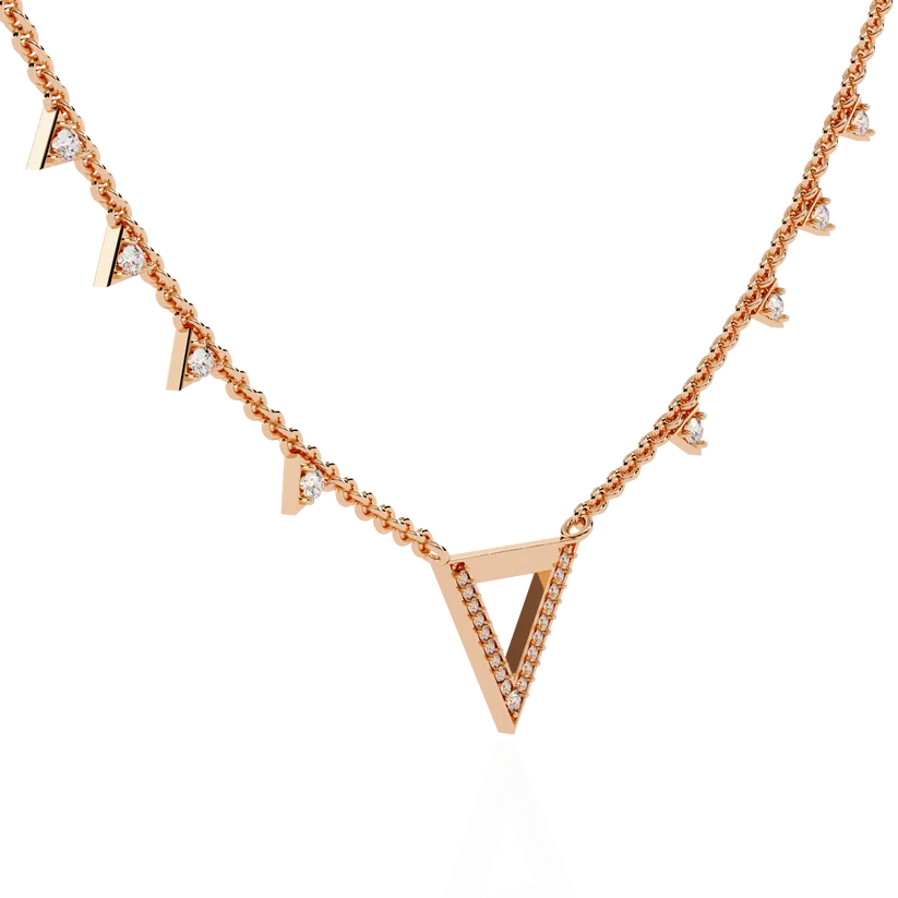 Celestial V-Point Diamond Triangle Necklace
