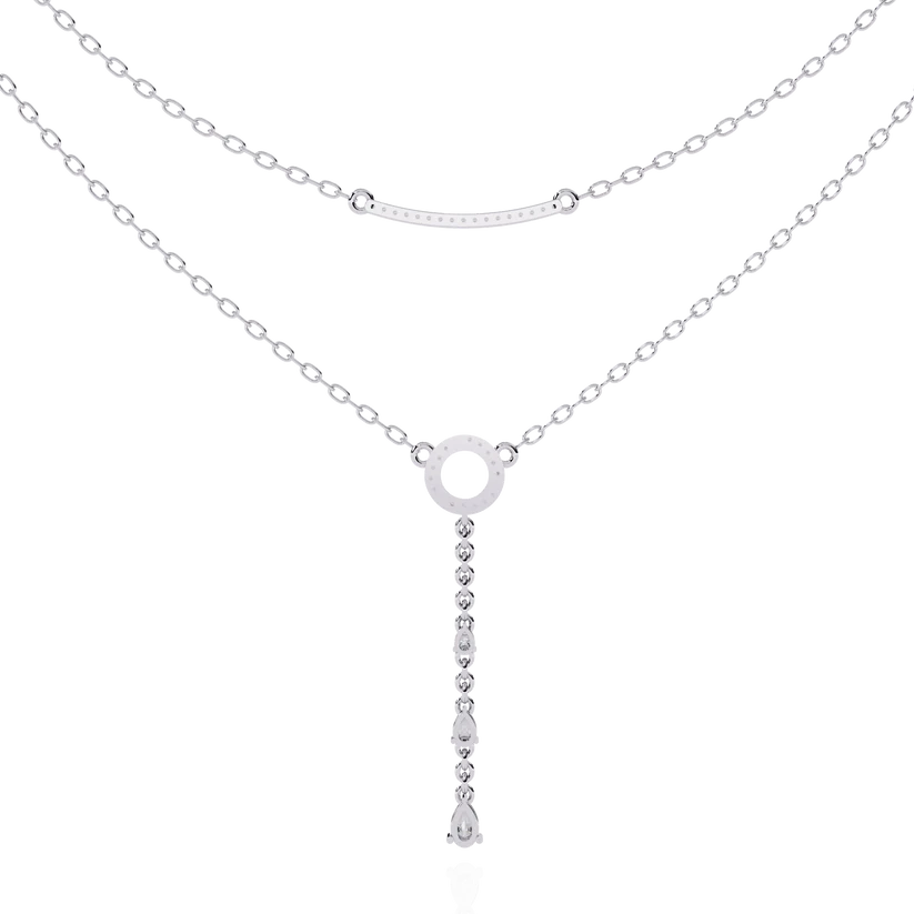 Celestial Double-Layer Diamond Lariat Necklace